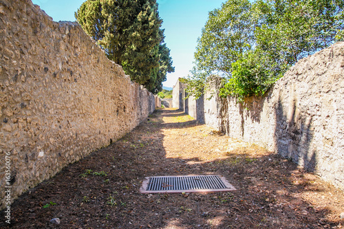     ancient Pompeii ruins, UNESCO World Heritage Site, Campania region, Italy. Pompeii city destroyed in 79BC by the eruption of Mount Vesuvius  photo