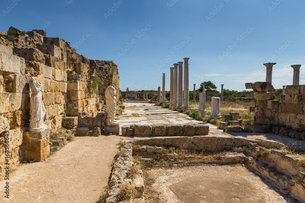 Ruins of statues in the ancient city of Salamis, Northern Cyprus