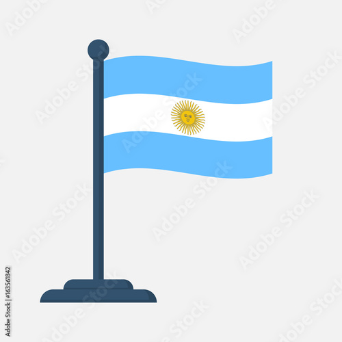 Argentina flag isolated on white background. Vector illustration flat design.