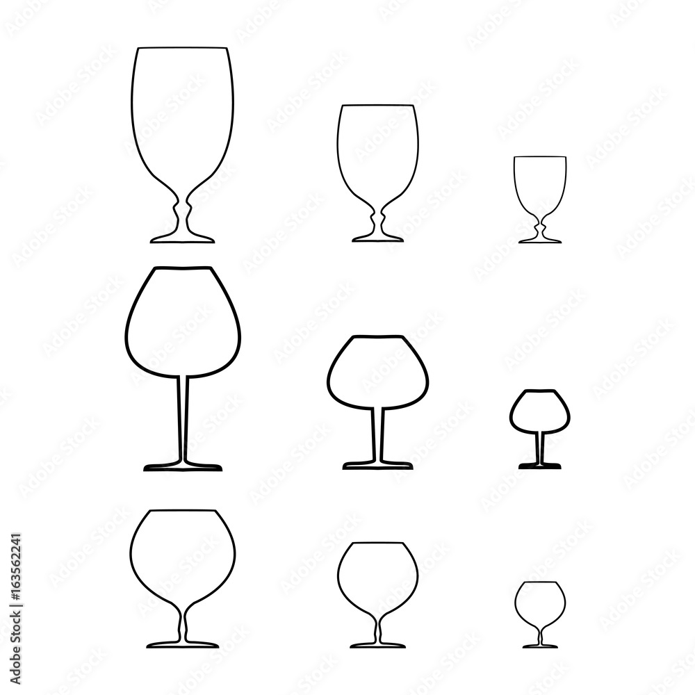 Wine qlass black set on white background Wine qlass black set on white background