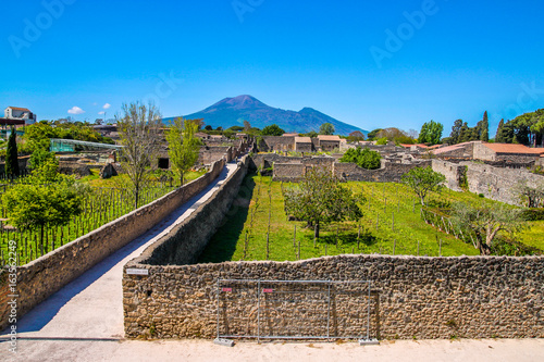 ancient Pompeii ruins, UNESCO World Heritage Site, Campania region, Italy. Pompeii city destroyed in 79BC by the eruption of Mount Vesuvius photo