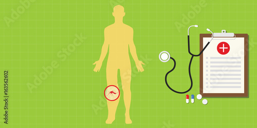 elephantiasis disease elephants foot illustration with mosquito and sthethoscope