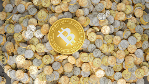 Crypto-currency. Mountain of coins. A lot of coins, 3d rendering