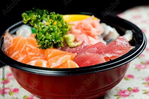 japanese food Mix Sashimi Chirashi Rice Bowl