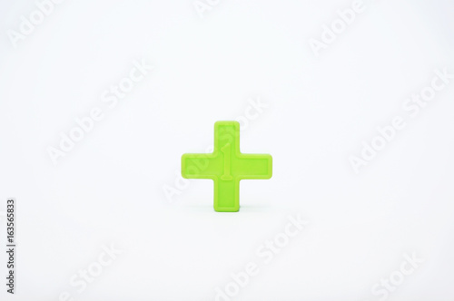 Toddlers Toys With Number 1 Sign Over White Background