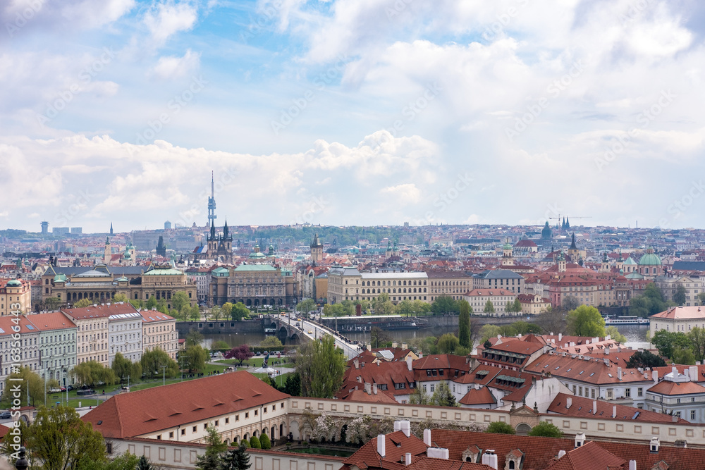 Aerial View of Prague, city in Czech Republic.