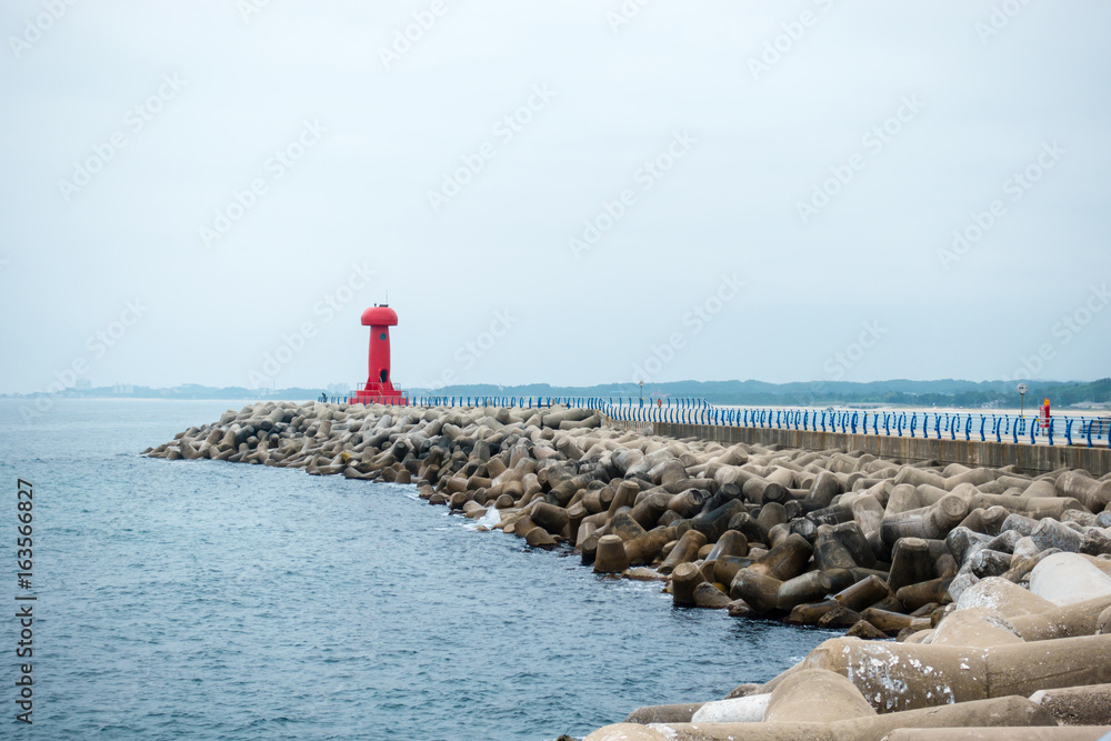 Mushroom-shaped lighthouse of Namae-hang in Yangyang-gun, Gangwon-do.