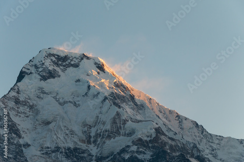 snow mountain with sunlight