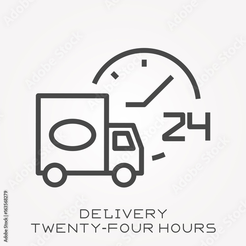 Line icon delivery twenty-four hours