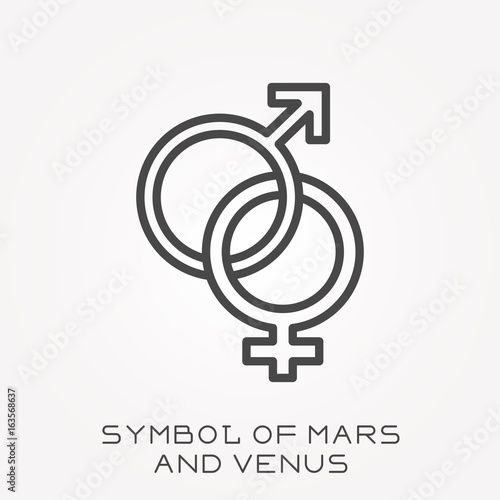 Line icon symbol of Mars and Venus