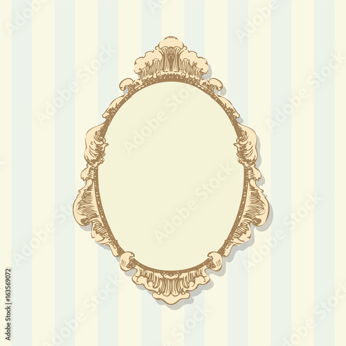 Retro oval frame hanging on the wall