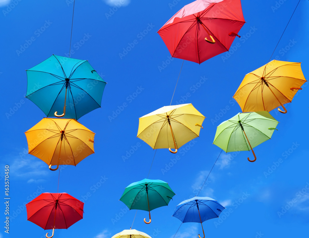 Umbrellas in the sky in good weather Umbrellas in the sky in good weather