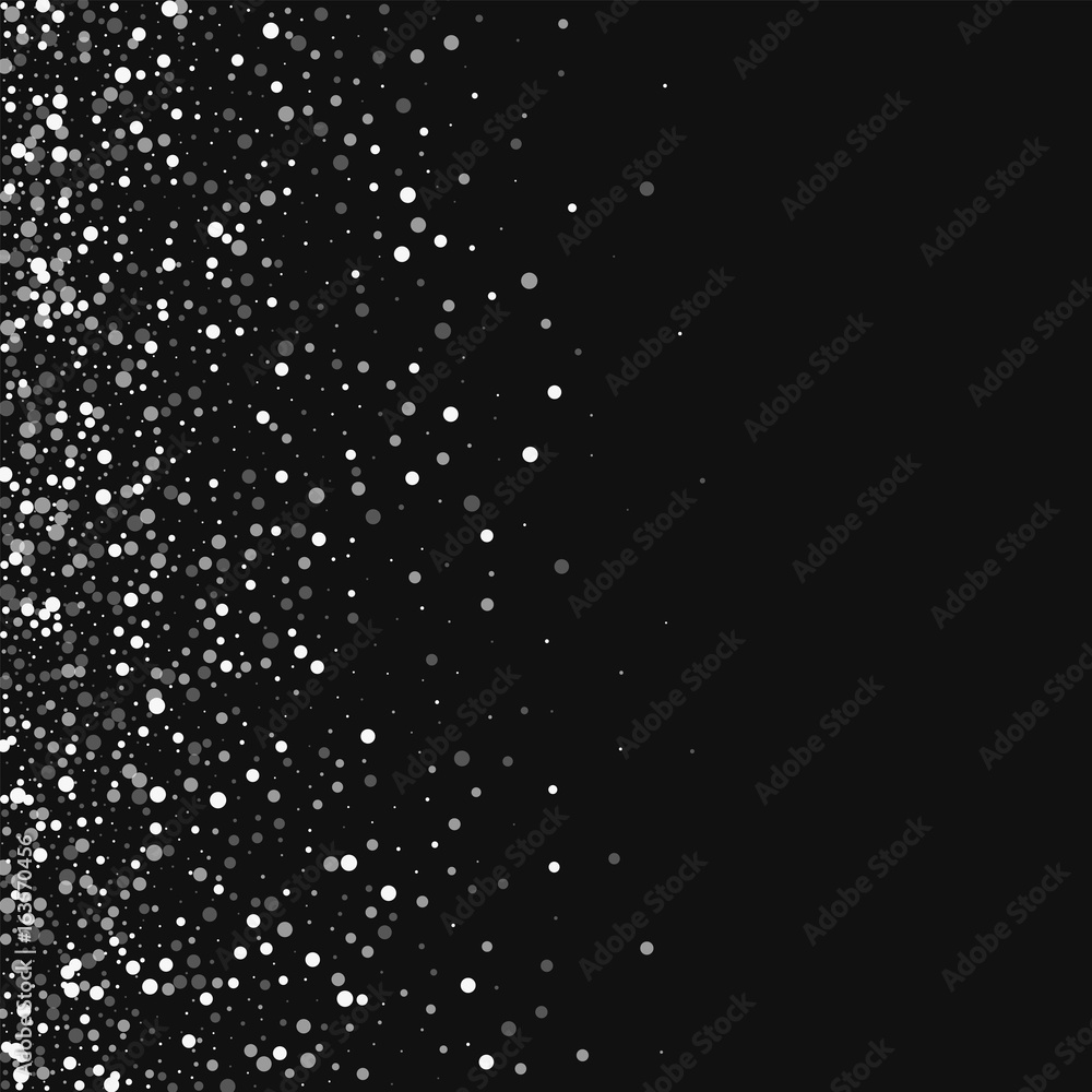 Random falling white dots. Scatter left gradient with random falling white dots on black background. Vector illustration. Random falling white dots. Scatter left gradient with random falling white dots on black background. Vector illustration.