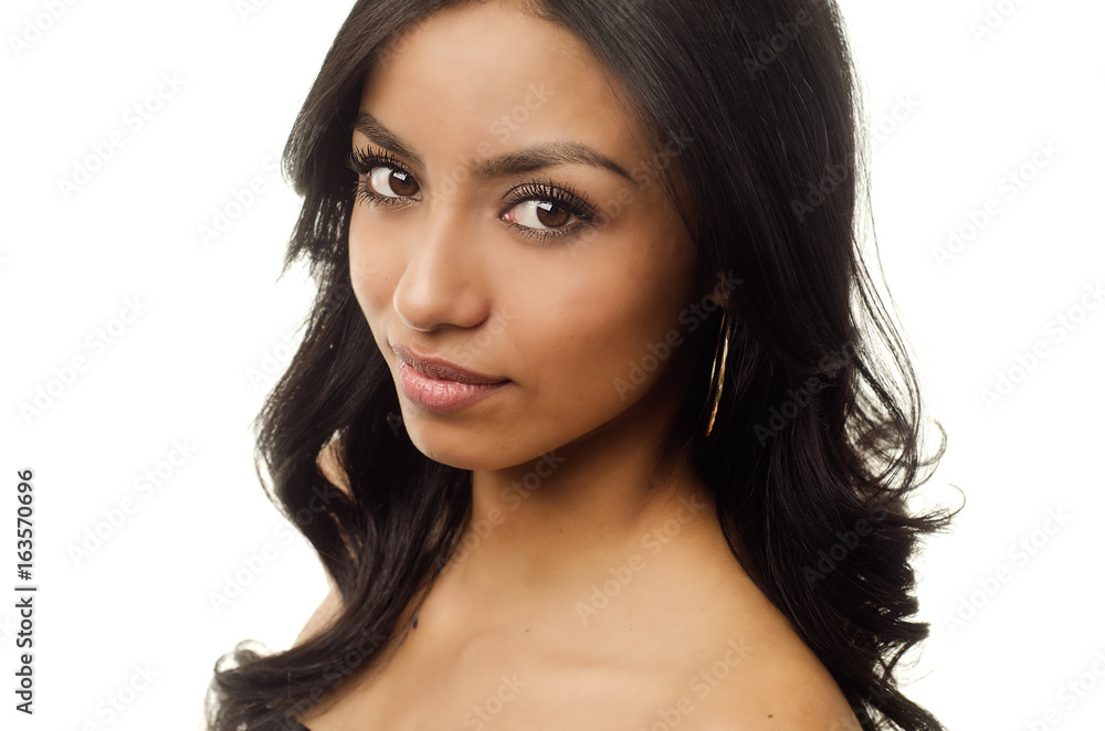 Beautiful woman with dark hair and gorgeous eyes Beautiful woman with dark hair and gorgeous eyes