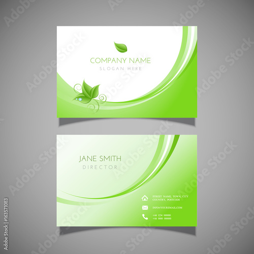 Business card with leaf design