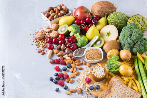 Selection of healthy rich fiber sources vegan food for cooking