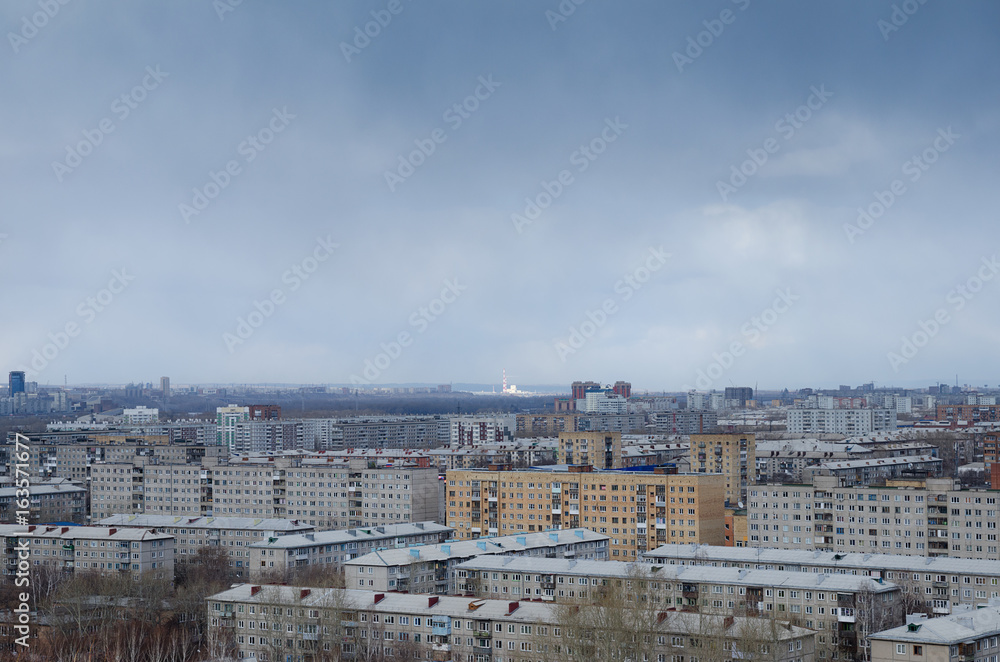 View of a gloomy cityscape