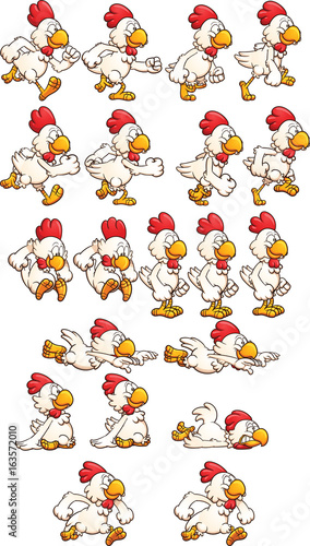 Running cartoon chicken