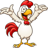 Happy cartoon chicken. Vector clip art illustration with simple gradients. All in a single layer. 
