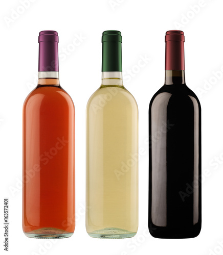 wine bottles isolated on white