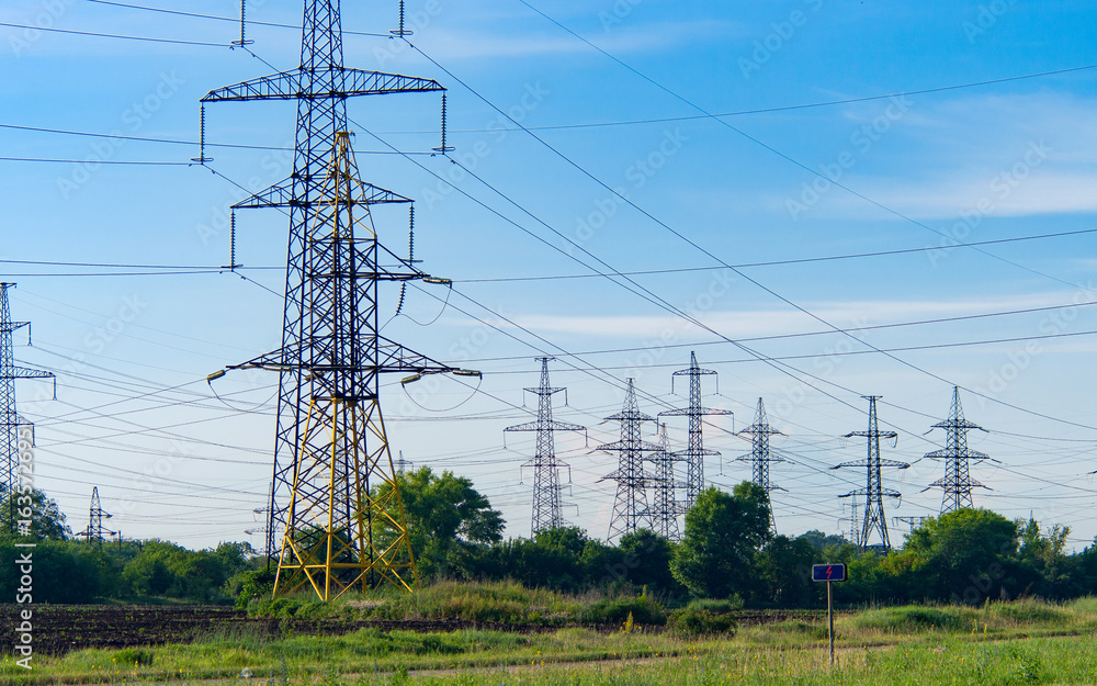 High-voltage transmission towers