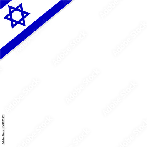 Israeli flag in the corner of the frame with empty space for text.