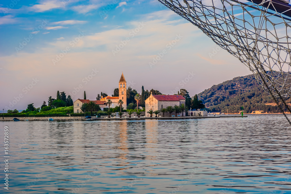 Obraz premium Vis Prirovo landscape. / Scenic seafront view at peninsula Prirovo in Vis town, Croatia Mediterranean.