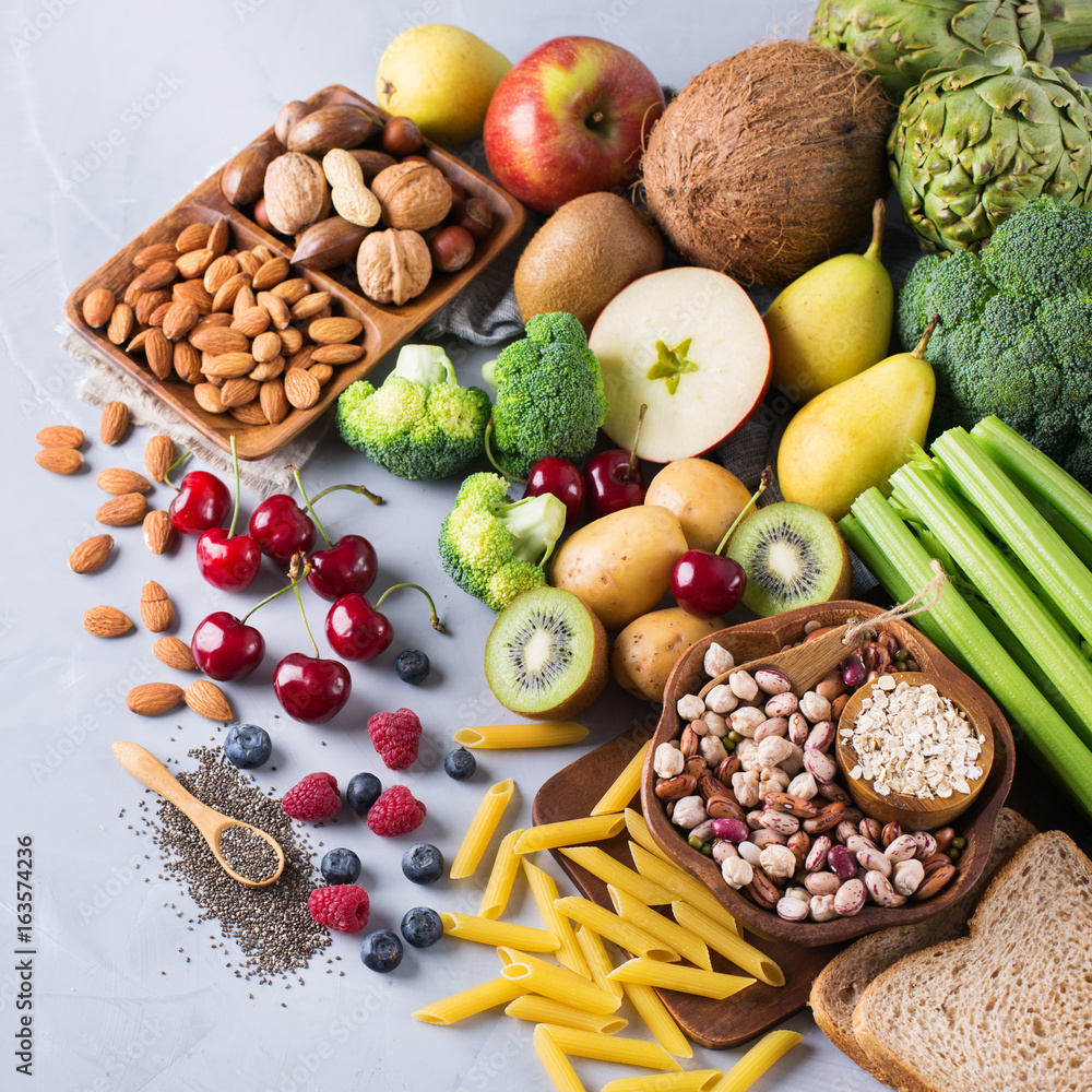 Selection of healthy rich fiber sources vegan food for cooking Selection of healthy rich fiber sources vegan food for cooking