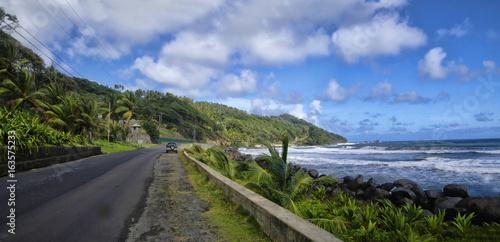Fototapeta Naklejka Na Ścianę i Meble -  The stone coast in the Berekua village, Dominica, Lesser Antilles