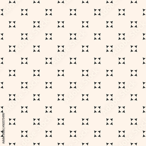 Vector minimalist seamless pattern, abstract monochrome geometric texture with small geometrical shapes, rounded triangles. Modern stylish background. Design element for prints, decor, package, fabric