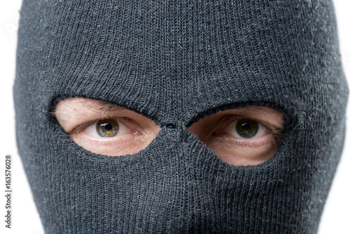 Quadro em tela look criminal, mask on the face balaclava closeup