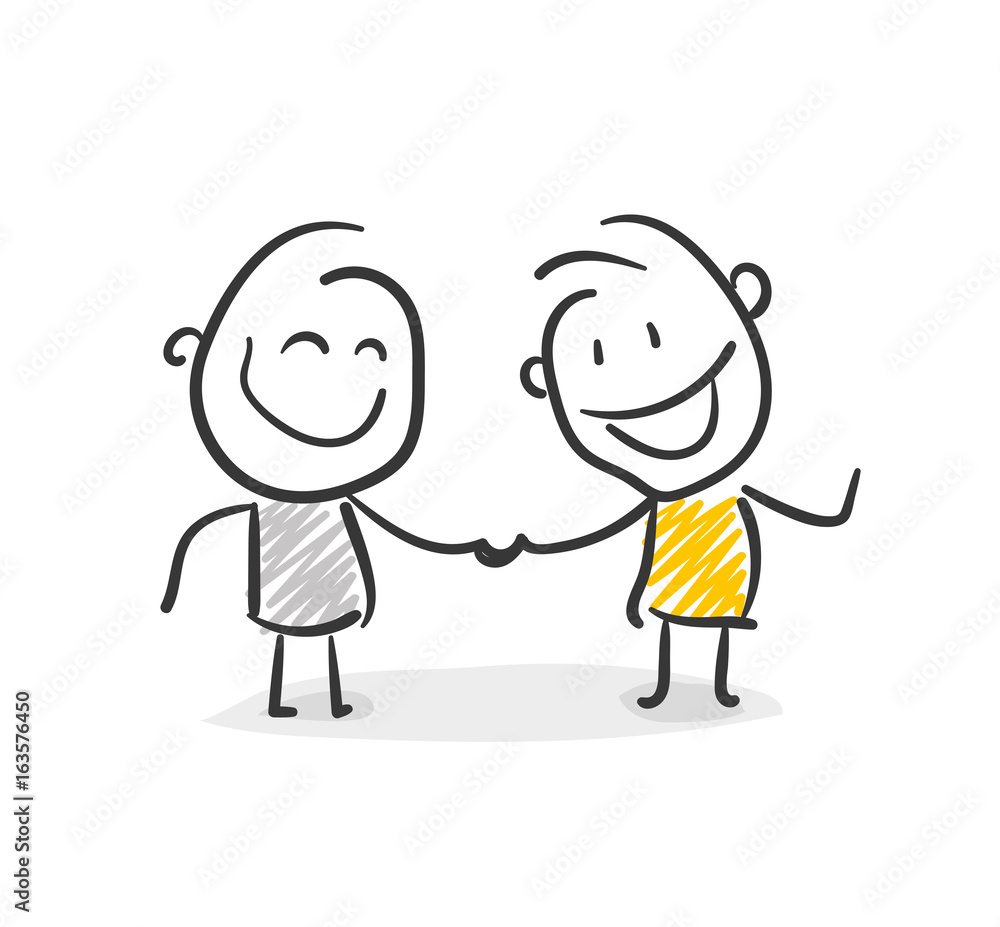 Strichfiguren / Strichmännchen: Vertrag, Zusammenarbeit, Deal, Freunde. (Nr. 17) Strichfiguren / Strichmännchen: Vertrag, Zusammenarbeit, Deal, Freunde. (Nr. 17)