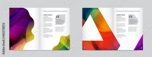 Set of Visual identity with letter logo elements polygonal style Letterhead and mesh smooth design style brochure cover template mockups for business with Fictitious names