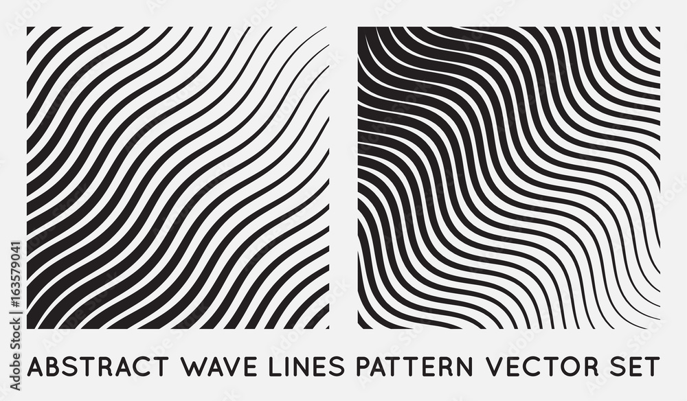 Naklejka Set of Wave Oblique Smooth Lines Pattern in Vector