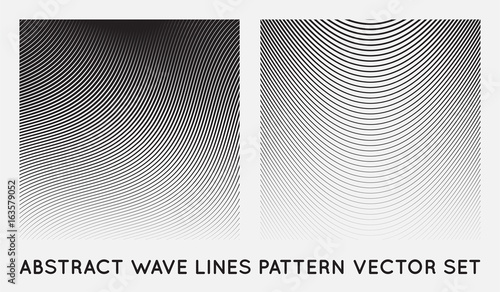 Set of Wave Oblique Smooth Lines Pattern in Vector