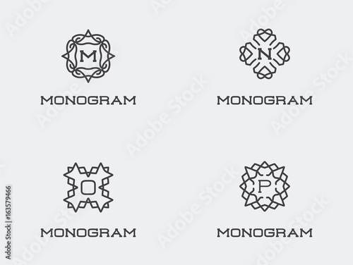 Fototapeta Naklejka Na Ścianę i Meble -  Set of Compact Monogram Design Template with Letter. Vector Illustration Premium Elegant Quality.