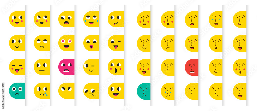 Set of Emoticons or Emoji for Devices. Vector Illustration. Set of Emoticons or Emoji for Devices. Vector Illustration.