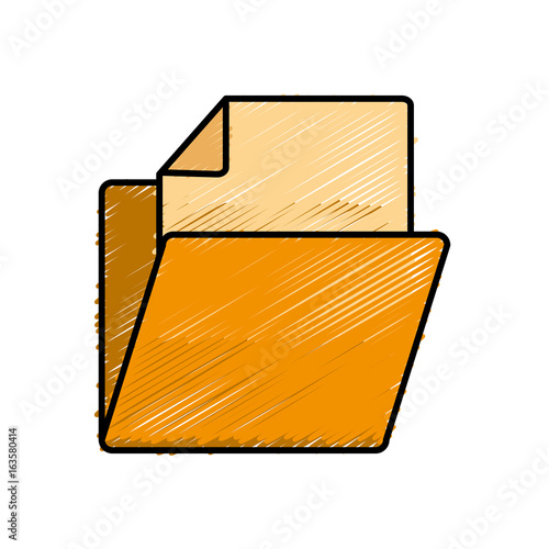 document folder icon over white background colorful design vector illustration