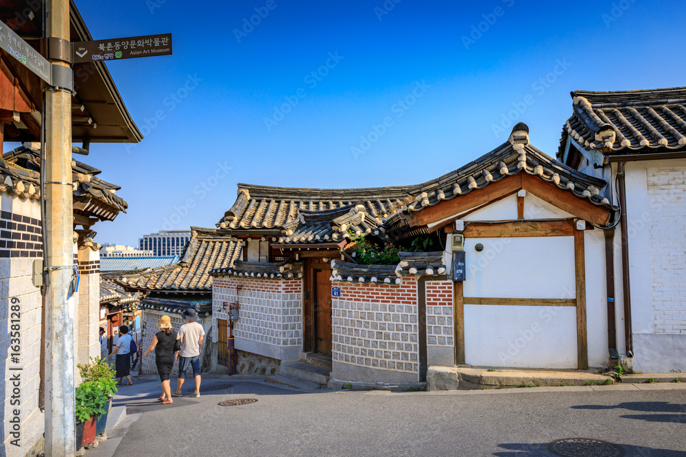 Korean traditional house, Bukchon Hanok Village on Jun 19, 2017 in Seoul city, South Korea Korean traditional house, Bukchon Hanok Village on Jun 19, 2017 in Seoul city, South Korea