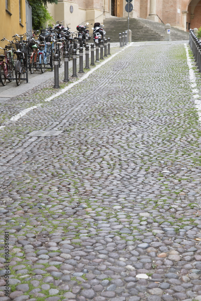 Empty Street with Bike; Bologna