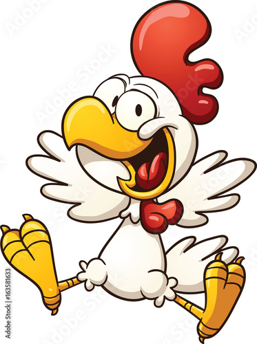 Happy cartoon chicken. Vector clip art illustration with simple gradients. All in a single layer.