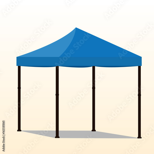 Blue folding tent raster illustration. Pop up gazebo. Canopy tent