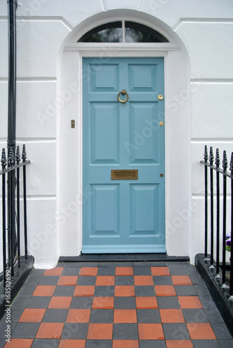 light blue door