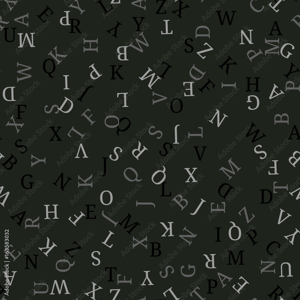 Seamless pattern with alphabet, , isolated on black background. Vector illustration, easy to edit. Seamless pattern with alphabet, , isolated on black background. Vector illustration, easy to edit.