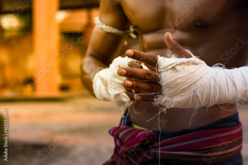 Photography The man Thai boxing,Thai boxing vintage style,Thailand.