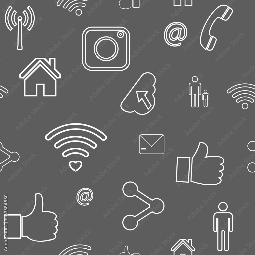 vector seamless pattern with social media and technology icons vector seamless pattern with social media and technology icons