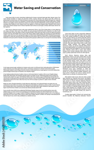 Water Saving and Conservation Template. Filler text and elements