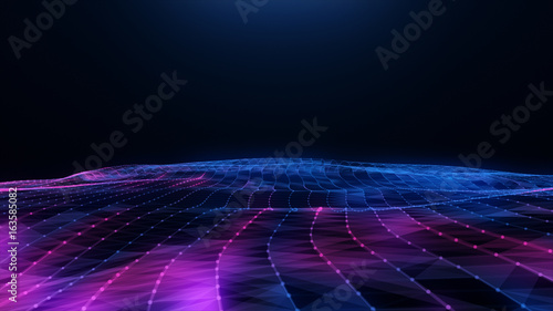 Abstract blue-pink plexus field