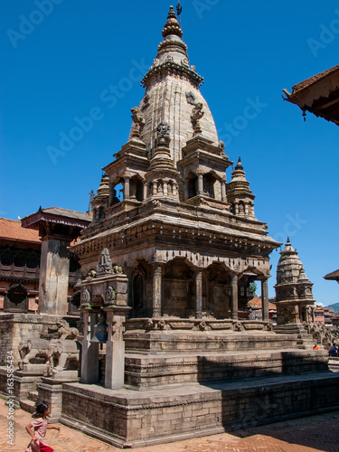 KATHMANDU, BHAKTAPUR, NEPAL: Stone elephants ancient Vatsala Durga Temple, Bhaktapur, Kathmandu valley