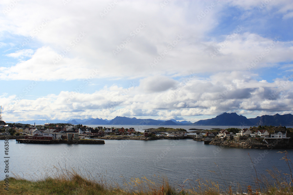 Lofoten wooden fisherman's houses on the sea